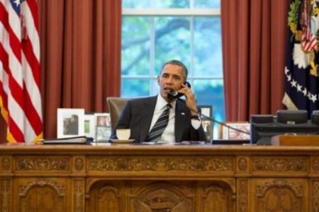 Barack Obama on phone